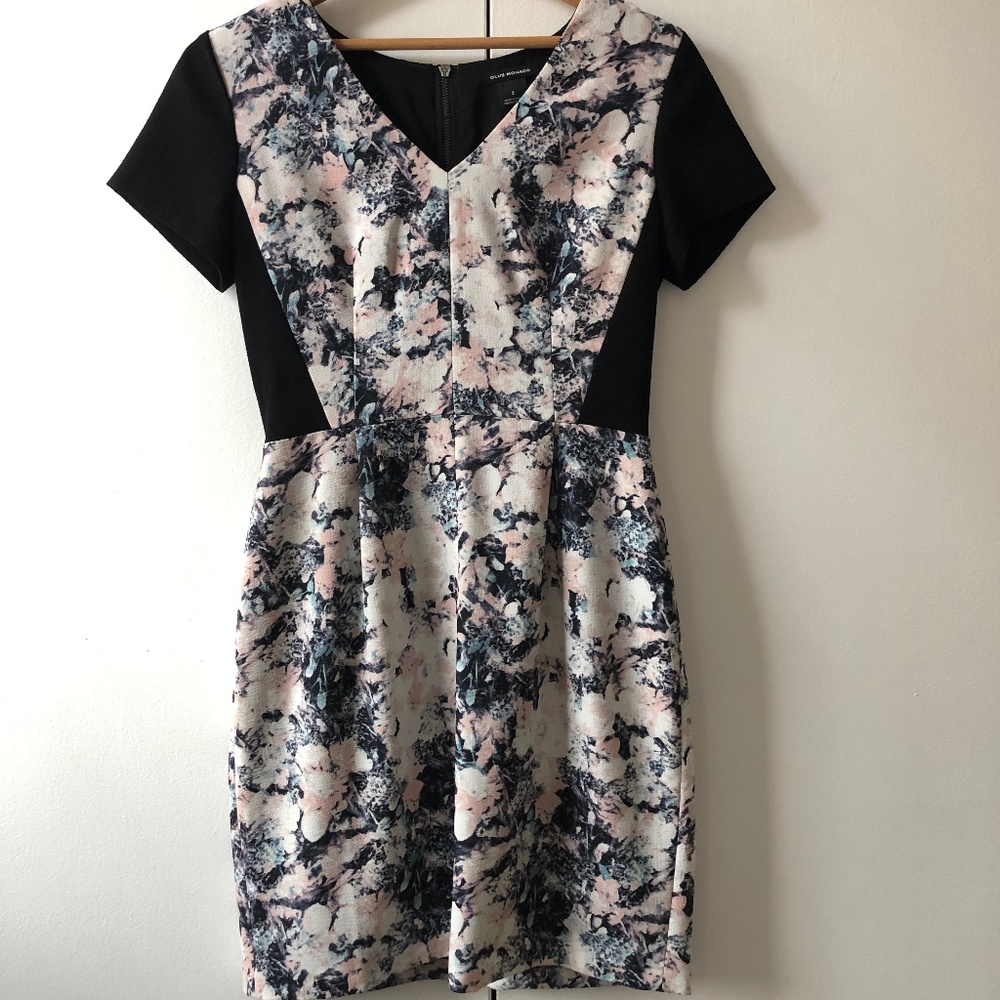 Mid length crepe dress with cut out details